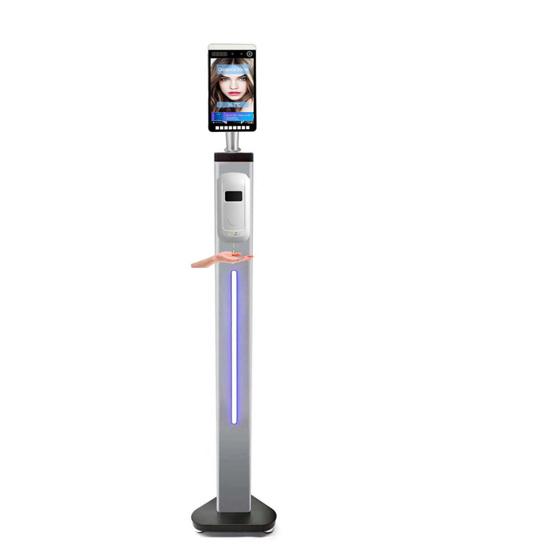 3 in 1 Body Temp. Measuring Face Scanner Kiosk Access Control System with Hand Sanitizer Dispenser