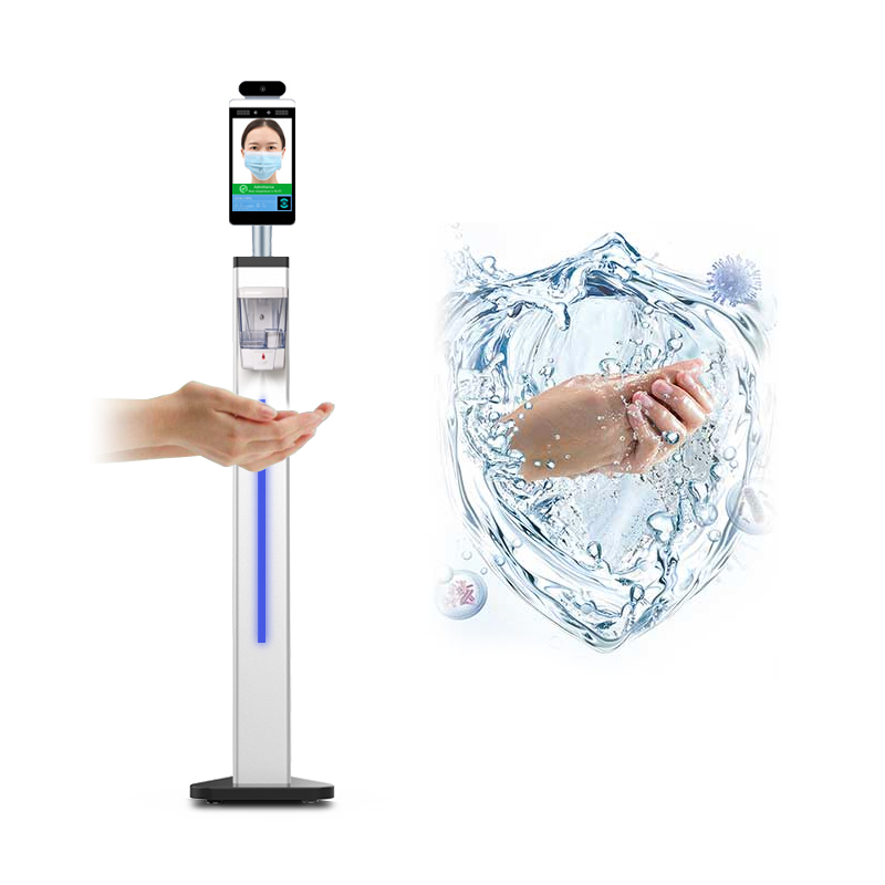 Touchless Stand Automatic Hand Sanitizer Dispenser Stand Liquid Soap Dispenser with Face Recognition Thermometer
