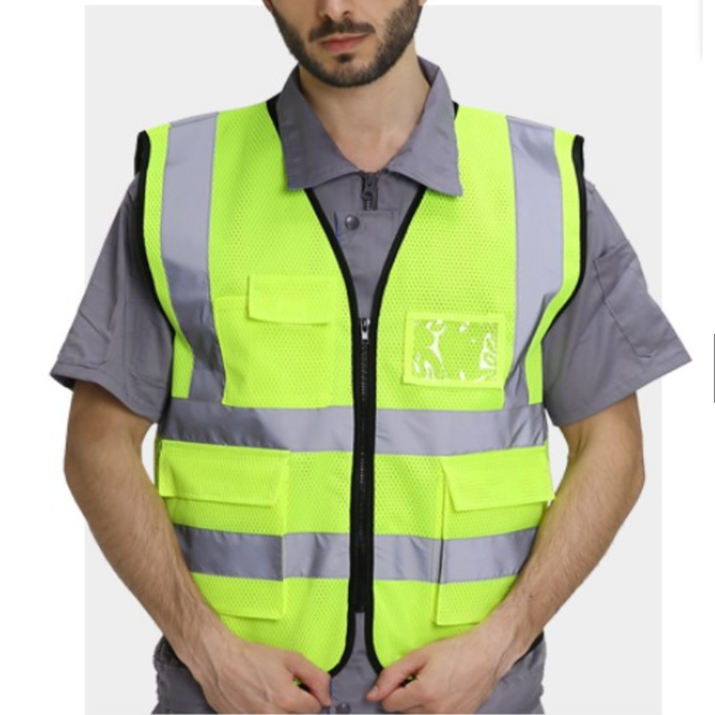 Punched Mesh Cool American Style Multi-pocket Mesh Fabric Reflective Summer Breathable Comfortable Printable Active Engineering Construction Site Vest